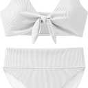 ANRABESS Bikini Sets for Women Summer High Waisted 2 Piece Bathing Suit Ribbed Tie Knot Swimsuit 2026 Beach Vacation Swimwear L