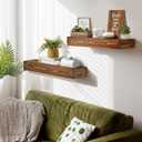 Floating Shelves, 17 x 7 Inch Fireplace Mantel, Set of 2, Brown, 17x3x7-Hollow
