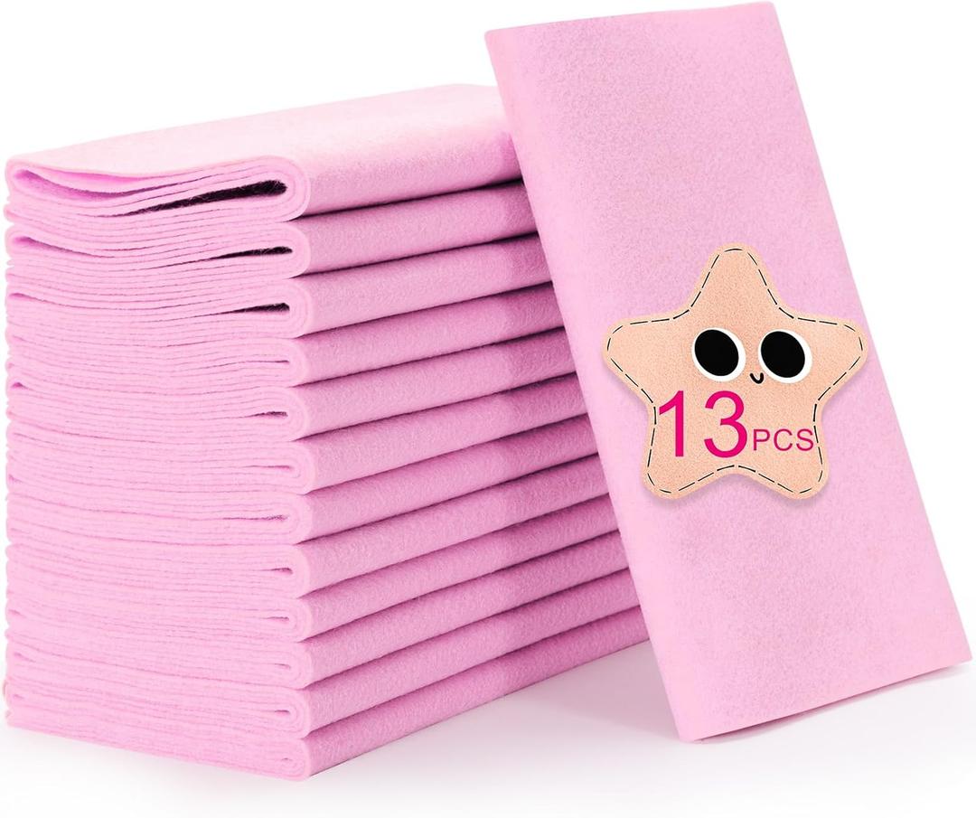 XSEINO 13 Rolls Pink Felt Fabric,8"x35"(20.5x90cm) 1.4mm Thick Soft Felt Fabric Sheet for Crafts,Pink Series Colors Soft Nonwoven Fabric,Fit for Decoration, Sewing,DIY Crafts Nonwoven Patchwork