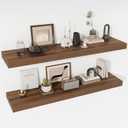 Acovy 48 Inch Floating Shelves, 12" Deep Floating Shelf Wall Mounted, 48" Wall Shelves, Rustic Deep Bookshelf, Extra Deeper & Thicker Display Shelves for Bedroom, Living Room, Walnut, Set of 2