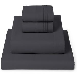 Mellanni Queen Sheets Set - 4 PC Iconic Collection Bedding - Hotel Luxury, Extra Soft, Cooling Bed Sheets - Wrinkle, Fade, Stain Resistant (Queen, Charcoal)
