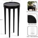 Kate and Laurel Rava Modern Metal Round Drink Table, 10 x 10 x 21, Black, Cast Aluminum Accent Table for Use as Indoor Plant Stand or Living Room Decor Piece