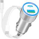 [Apple MFi Certified] iPhone 16 Fast Car Charger, Rombica 52.5W USB-C&USB-A Car Power Cigarette Lighter PD/QC3.0 Type-C Fast Car Charging with Type-C Cable for iPhone 16 Pro/16 Pro Max/15/15 Pro/iPad