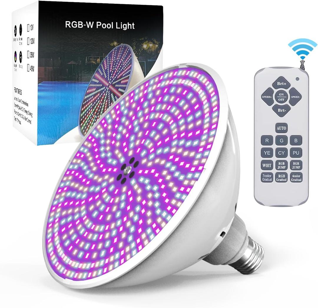 12V 45W Swimming Pool Lights for Inground Pool, LED Pool Lights, Color Changing RGB Pool Light Bulb with Remote Control, PAR56 LED Bulb Replacement(AC/DC 12V)