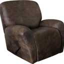 Recliner Chair Covers Leather Like, 4 Pieces Lazy Boy Recliner Cover for Recliner Chair, Soft Sofa Slipcover Furniture Protector Washable Sofa Cover for Pets Kids (X-Large, Dark Brown) (1 XL Seater)