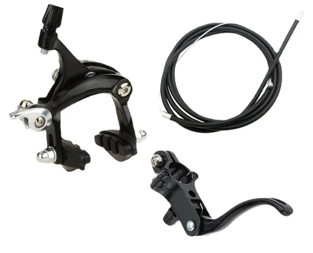 Bike Brake Set Bike Brakes Calipers Set 22.2mm Brake Handle Bike Brake Levers Kit Front/Rear Brake Kit(black rear brake kit)