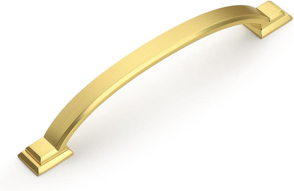 Mengico 10 Pack 5 Inch (128mm) Gold Arch Cabinet Pulls - Zinc Alloy Drawer Handles for Kitchen & Bathroom, Vintage Style Cabinet Hardware