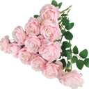 ATFL 12 Pcs Light Pink Roses Artificial Flowers, Faux Baby Pink Flowers Bulk, Floral Diameter 4'',Artificial Fake Silk Plastic Roses Flowers with Stems for Wedding, Flores Artificiales para Decoration