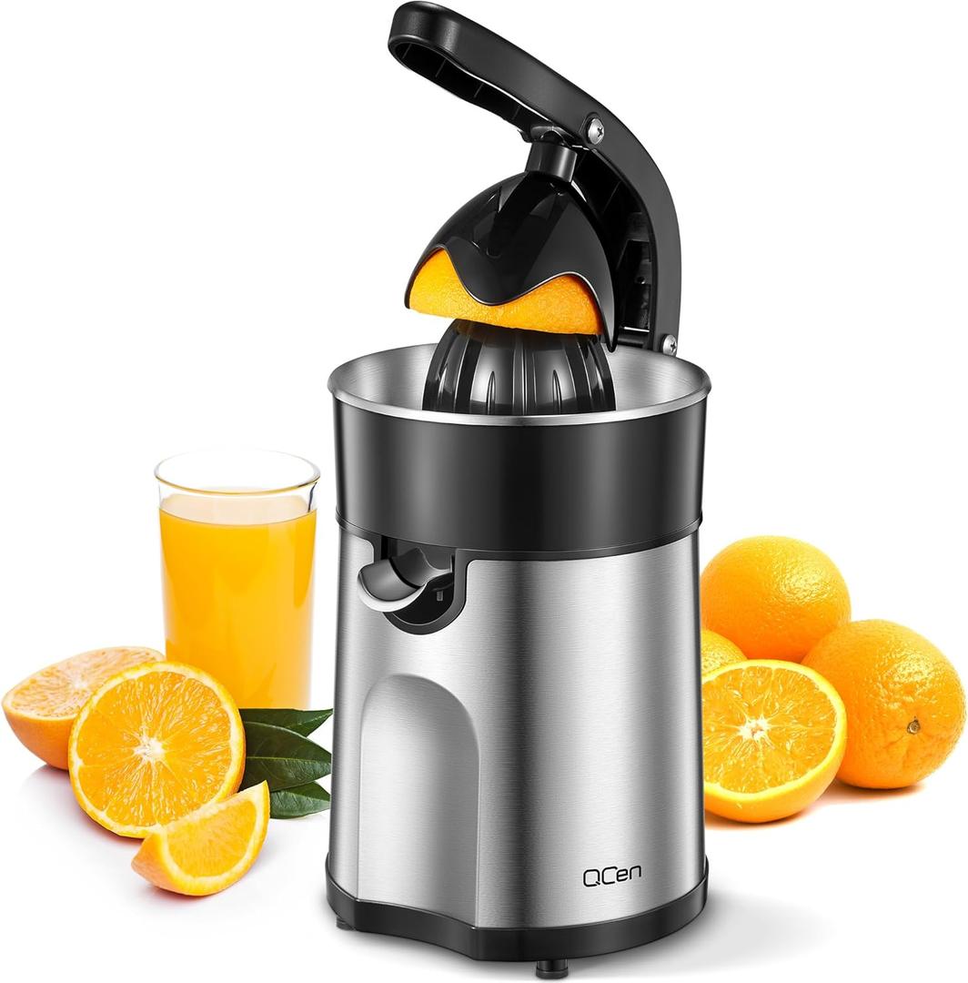 Professional Brushed Stainless Steel Electric Citrus Juicer, 2 Interchangeable Cones for Orange, Lemon & Grapefruit, Easy Clean, Durable Design & Effortless Operation (Black and Silver) Professional Brushed Stainless Steel Electric Citrus Juicer, 2 Interchangeable Cones for Orange, Lemon & Grapefruit, Easy Clean, Durable Design & Effortless Operation (Black and Silver)