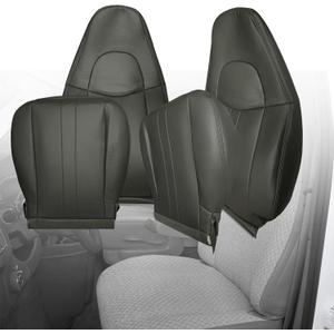 Driver and Passenger Side Bottom Lower and Top Lean Back Leather Seat Covers, Artificial Leather Bottom Replacement Seat Cover Compatible with Chevy Savana Express 1500 2500 3500 2003-2014