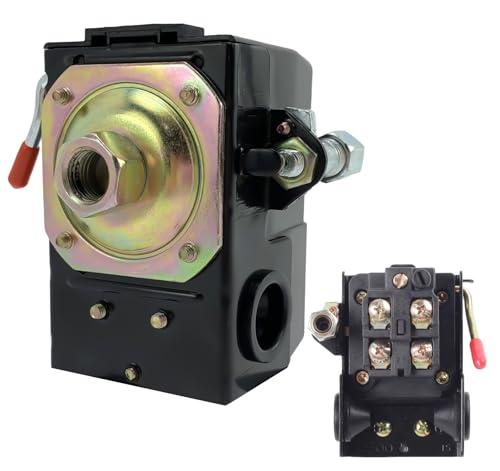 iMeshbean Air Compressor Pressure Switch, 90-125 psi Pressure Switch for Air Compressor,Heavy Duty 26A with Unloader & On/Off Lever, Black
