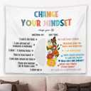 MNOSAIOO Mental Health Colorful Wall Tapestry Hanging for Classroom Kids, Change Your Mindset Tapestry, Inspirational Floral Tapestries Wall Decor for Bedroom Therapy Office School Counselor 60x50 in