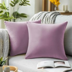 QUORGVES 22x22 Pillow Cover Set of 2 Light Purple Dusty Rose Jam Mauve Velvet Soft Throw Pillow Covers for Couch Living Room Bed Bedroom