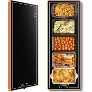 Extra Long 40"x12"-Tempered Glass Electric Warming Tray for Buffets Party/Home Daily UseWarming Mat for FoodFood Warming MatFood WarmerButton Temperature ControlHeating Fastly in 10s for Family (Extra Long-40x12, Black)