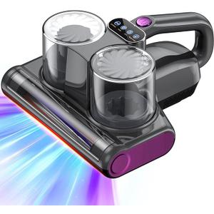 JPHYLL Mattress Vacuum Bed Vacuum Cleaner 16Kpa Suction 253.7nm UVC Light, 140°F Heated Air, 30000 RPM Brushroll, Ultrasonic, HEPA Filter, Handheld Vacuums for Carpet/Sofa, 500W Corded, (Dark Gray)