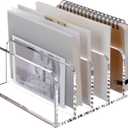 SANRUI Clear Desktop File Organizer, 5 Compartments Acrylic Office Document Sorter Mails Storage, Multifunction Letter Folder Racks Holders for Office,Home, School Desk Organization