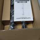 UPGRAVITY Dual Monitor Stand with Built-in Power Outlet, Vertical Stack Freestanding Monitor Mount for 13-32 inch Flat Curved Computer Screen, Metal Base, Height Adjustable, Max VESA 100x100mm