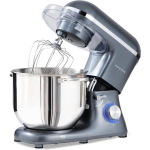 Aucma Stand Mixer, 900W 8QT Large Kitchen Mixer, Kitchen Electric Mixers with Dough Hook, Wire Whip & Beater (Gray, 8QT)