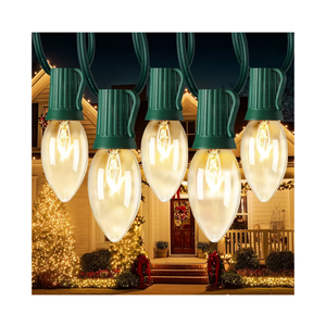Vintage C9 Christmas Lights Outdoor, 50 FT C9 String Lights with 50 Clear Bulbs, Waterproof Christmas Tree Light for Outdoor Indoor Xmas Roofline Backyard Garden Patio Home Holiday Decor, Green Wire