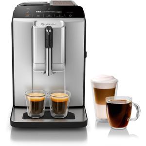 Bosch Fully Automatic Coffee and Espresso Machine - One-Touch Drinks, Barista Style, Double Cup Super Coffee Maker - Large Bean Capacity - Easy Clean, Maintenance - Silver- TIU20307