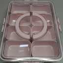 WACOI Divided Snack Serving Tray with Lid and Handle Travel Snackle Charcuterie Container Portable Storage Organizer for Candy, Fruits, Nuts, Snacks, Party, Picnic (Pack of 1, Pink)