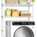 Ulif U11 Over Washer and Dryer Shelves, 3 Tiers Laundry Room Storage and Organizer Standing Shelf, Metal Freestanding Clothes Drying Rack, 33.9" W x 19.7" D x 77.6" H, White