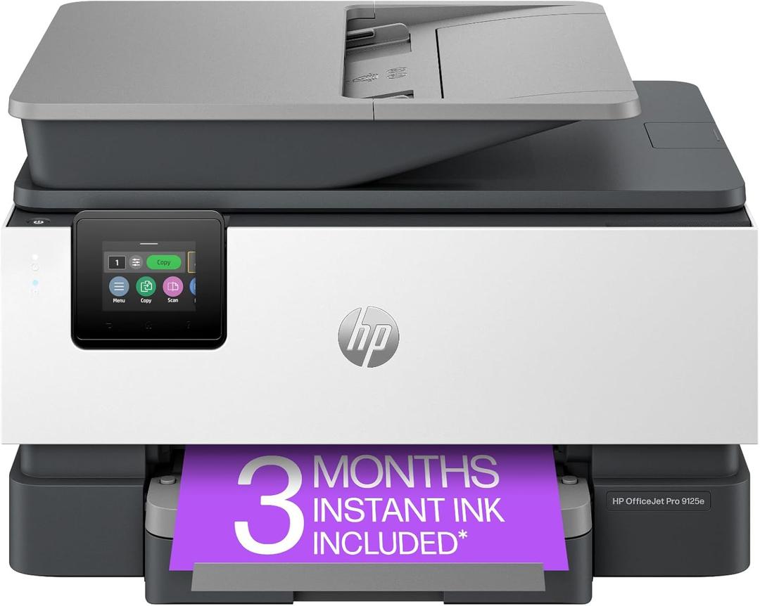 HP OfficeJet Pro 9125e All-in-One Printer, Color, Printer-for-Small Medium Business, Print, Copy, scan, fax,Touchscreen; Smart Advance Scan, 3 months of Instant Ink included