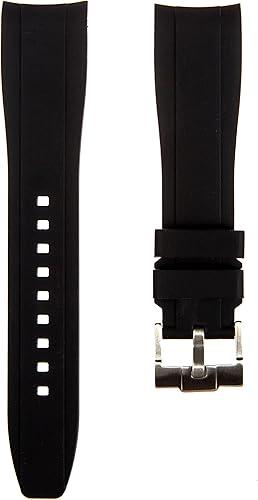 Strapseeker Curved End Soft Silicone Sports Rubber Watch Bands Compatible with Omega Swatch Moonwatch, Omega Speedmaster, Rolex Submariner, Seiko SKX Dive Watches 18mm,19mm,20mm,21mm,22mm  Curve Replacement Watch Straps for Men & Women (19mm, Black (