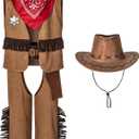 Cowboy Costume for Boys 7pcs Set Kids Dress Up Birthday Party Halloween Cosplay 8-10 Years