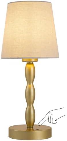 CASTLELIFE Portable Cordless Table Lamp, Touch Desk Lamp Rechargeable Battery Powered, 3-Level Brightness Stepless Dimmable Bedside Night Lamp, for Bedroom/Restaurant/Bars/Outdoor, Bulb Included, Gold