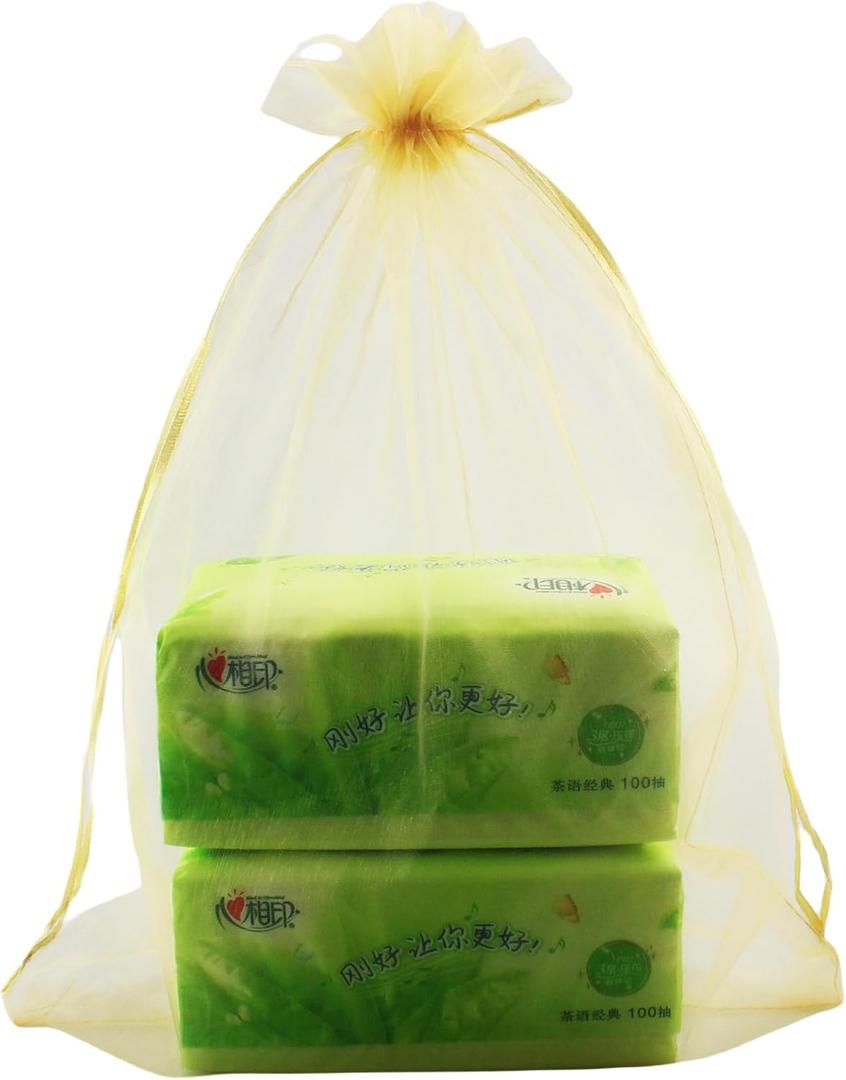 QIANHAILIZZ 50 Pack 12 x 16 Inch Drawstring Jewelry Gift Organza Bags Plant Covers Plants Protection Bag D5B (A-GOLD)
