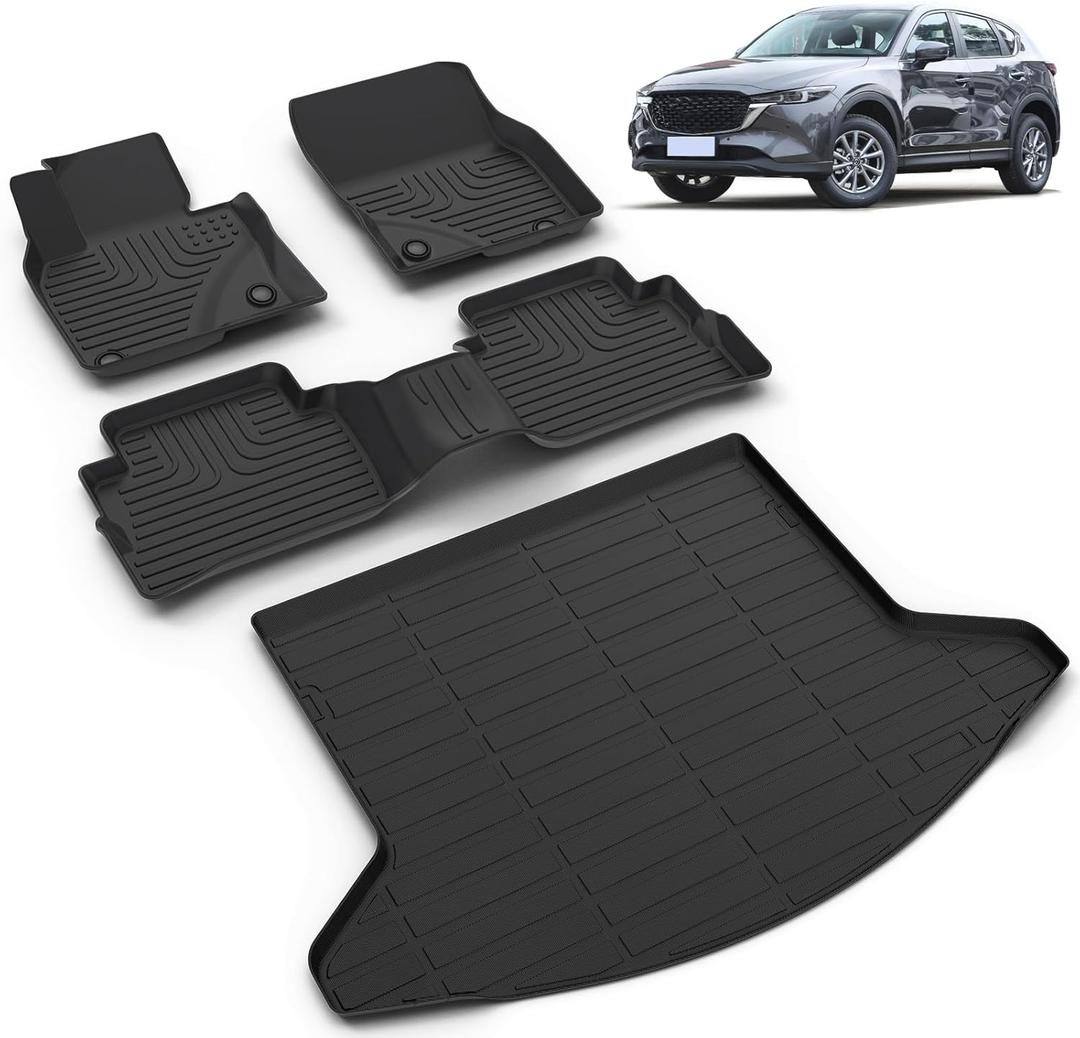 All Weather Car Floor Mats & Cargo Liner Set Fit for Mazda CX-5 2017-2022 Floor Liners Trunk Liner CX5 Cargo Mat Accessories Black