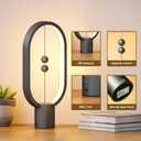 Table Lamp for Bedroom - Balance Lamp,Bedside Lamp with Touch Dimmer,Nightstand Lamp,3 Level Brightness Rechargered Night Light for Home,Office,College Dorm (Black)