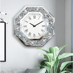 Wall Clock, Octagon Mirror Glass Clock, Cute Diamond 20-inch Non-Ticking Clock for Wall Dcor, Perfect Home Decor for Bedroom, Bathroom Motif, Dining Room(Excluding Batteries.), 20x20 inch