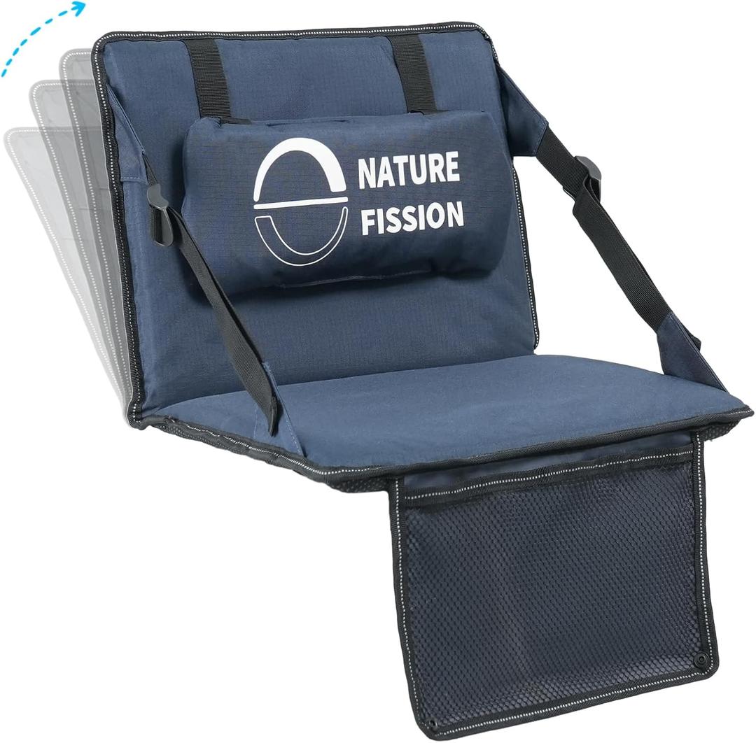 Stadium Seat with Back and Lumbar Support and Padded Cushion Foldable and Portable Perfect for Bleacher Chair in Sports Events and Camping Lawn Use (Indigo Blue)