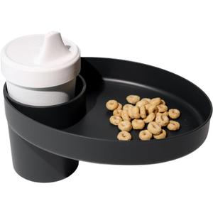 Travel Tray Oval USA Made Extend Your Current Cup Holder to Hold a Cup Plus A Tray for Snacks, Toys and Accessories. Use in a Car Seat, Booster, Stroller, Golf Cart, Outdoor Chair, (Pirate Black)