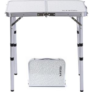 YUFIFAIRY Small Folding Table Portable, 24''L x16''W Foldable Camp Table with 3 Adjustable Height, Indoor Outdoor Lightweight Aluminum for Outdoor Cooking Picnic, (3 Heights)