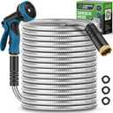 Garden Hose 50FT, Water Hose with 10 Function Nozzle, Garden Hose with Leak-proof Connectors, No-Kink, Lightweight, Puncture-proof,550PSI, Hose for Outdoor, Yard