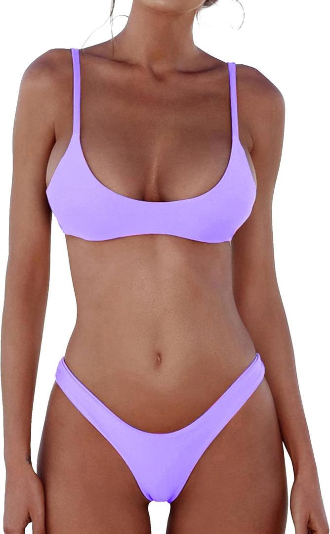 DaiLiWei Thong Bikini Sets for Women 2 Piece Brazilian Swimsuit Teens Bathing Suit Push Up Top Micro Bikinis Swim Suit 2025 (Small, Light Purple)