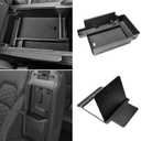2Pcs Center Console Organizer Compatible with Nissan Pathfinder 2022-2025 And Hidden Organizer Box Accessories Secret Compartment Armrest Hidden Storage Insert Tray, Black