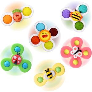Suction Cup Spinner Toy for Baby - Suction Cup Fidget Spinner Toys Bath Toys Window Spinning Top Baby Toys 12-18 Months Christmas Birthday Gifts for 1 2 3 Boys Girls Sensory Toys for Toddlers 1-3 (Set of 6)