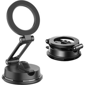Downhill Car Phone Holder, Suction Phone Mount,360 Adjustable Dashboard Phone Holder, Multifunctional Strong Magnetic Center Console Navigation Fixing Bracket, for iPhone12-15 (Black)