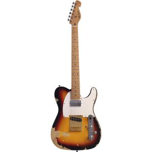 6-String 3-Tone Sunburst Vintage Electric Guitar, Alder Body, Roasted Maple Neck, Rounded Frets, Vintage Tuners, Full Size Professional Electric Guitar for Adults with Coil Tap Switch