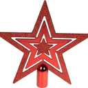 Clever Creations Christmas 8 Inch Tree Topper Flat Star Decoration, Glitter Treetop Holiday Home Décor, Red