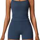 Two Piece Workout Sets For Women Tank Top Matching High Waist Booty Lifting Shorts Gym Yoga Active Wear Outfits, L