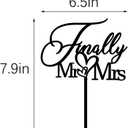 4 x Finally Mr & Mrs Cake Topper,Wedding Anniversary Bridal Shower Party Decorations,Romantic Wedding Party Decorative Cake Toppers (Acrylic Black)