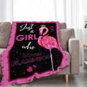Just A Girl Who Loves Flamingos Blanket Cute Flamingo Decor Throw Blanket Gifts for Girls Boys Super Warm Soft Plush Fleece Flannel Winter Bedding Blanket for Kids Adults Women Men 50"X40"