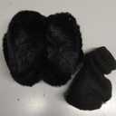 Senker Fashion Winter Ear Muffs Gloves for Women Foldable Warm Earmuffs Faux Fur Fluffy Warmers Covers Headband Cold Weather (Dark Black)