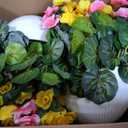 Set of 2 Artificial Flowers with Hanging Baskets, Pre-Assembled Silk Fake Flower Large Look Real UV Resistant for Outdoor Indoor Balcony Garden Porch Yard Home Decor, Yellow Pink