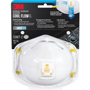 3M N95 Respirator 9511, Cool Flow Valve, 2 Pack, NIOSH-APPROVED, Advanced Filter Media For Easy Breathing, Comfortable For Long Periods Of Wear, Helps Filter Pollen, Mold Spores & Dust (8511PA1-2A-PS)